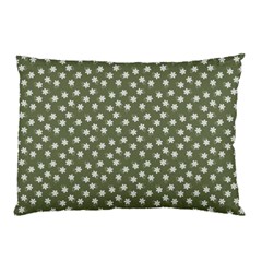 Sage Green White Floral Print Pillow Case (two Sides) by SpinnyChairDesigns