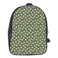 Sage Green White Floral Print School Bag (xl) by SpinnyChairDesigns