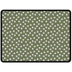 Sage Green White Floral Print Double Sided Fleece Blanket (large)  by SpinnyChairDesigns