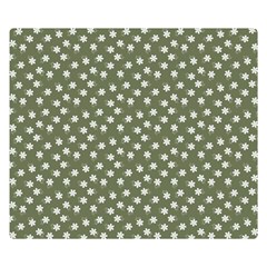 Sage Green White Floral Print Double Sided Flano Blanket (small)  by SpinnyChairDesigns