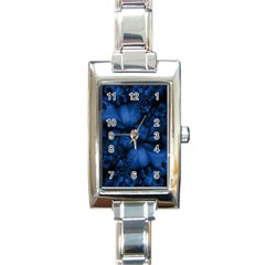 Dark Blue Abstract Pattern Rectangle Italian Charm Watch by SpinnyChairDesigns