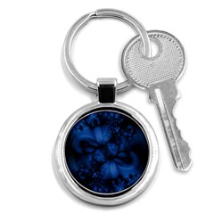 Dark Blue Abstract Pattern Key Chain (round) by SpinnyChairDesigns