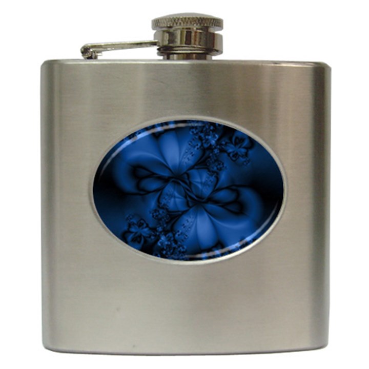 Dark Blue Abstract Pattern Hip Flask (6 oz)