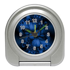 Dark Blue Abstract Pattern Travel Alarm Clock by SpinnyChairDesigns