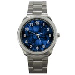 Dark Blue Abstract Pattern Sport Metal Watch Front