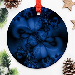 Dark Blue Abstract Pattern Round Ornament (two Sides) by SpinnyChairDesigns