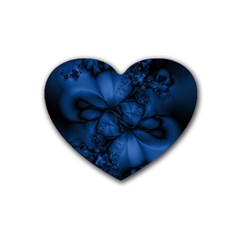 Dark Blue Abstract Pattern Rubber Coaster (heart)  by SpinnyChairDesigns