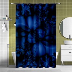 Dark Blue Abstract Pattern Shower Curtain 48  X 72  (small)  by SpinnyChairDesigns