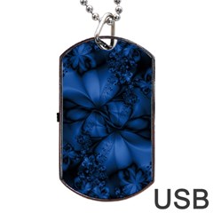 Dark Blue Abstract Pattern Dog Tag Usb Flash (one Side) by SpinnyChairDesigns