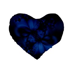 Dark Blue Abstract Pattern Standard 16  Premium Heart Shape Cushions by SpinnyChairDesigns