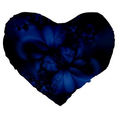 Dark Blue Abstract Pattern Large 19  Premium Flano Heart Shape Cushions by SpinnyChairDesigns