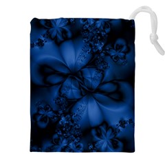 Dark Blue Abstract Pattern Drawstring Pouch (5xl) by SpinnyChairDesigns