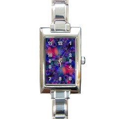 Abstract Floral Art Print Rectangle Italian Charm Watch by SpinnyChairDesigns