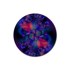 Abstract Floral Art Print Rubber Round Coaster (4 Pack)  by SpinnyChairDesigns