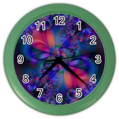 Abstract Floral Art Print Color Wall Clock by SpinnyChairDesigns