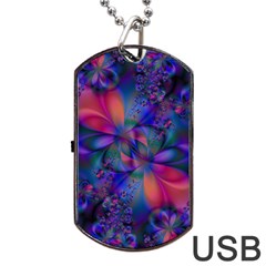 Abstract Floral Art Print Dog Tag Usb Flash (two Sides) by SpinnyChairDesigns