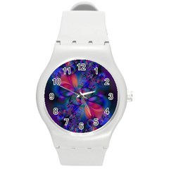 Abstract Floral Art Print Round Plastic Sport Watch (m) by SpinnyChairDesigns