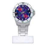 Abstract Floral Art Print Plastic Nurses Watch Front