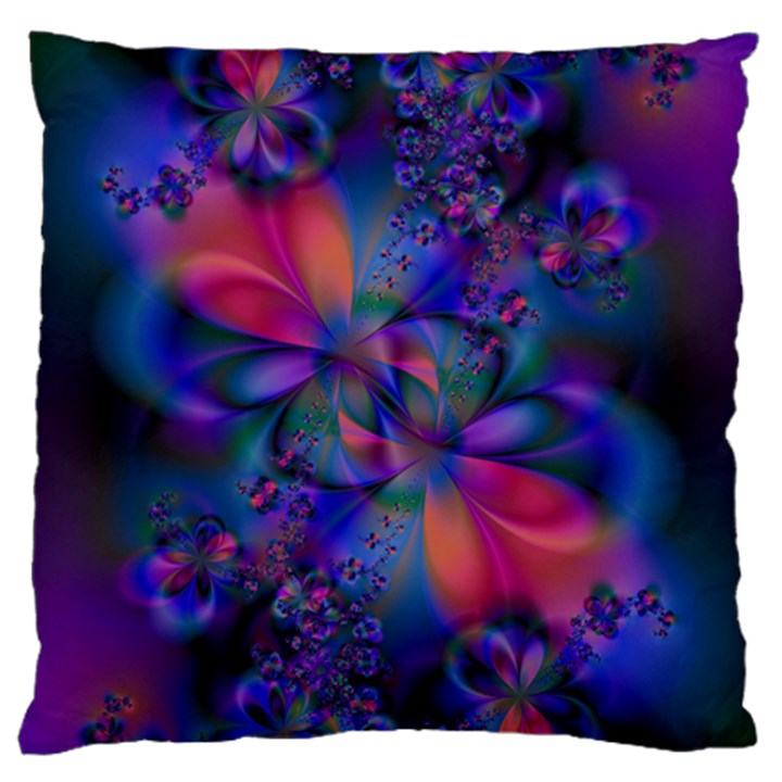 Abstract Floral Art Print Large Flano Cushion Case (One Side)