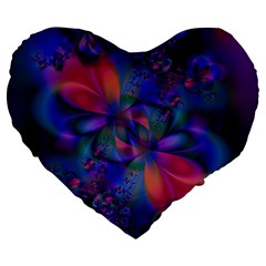 Abstract Floral Art Print Large 19  Premium Flano Heart Shape Cushions by SpinnyChairDesigns