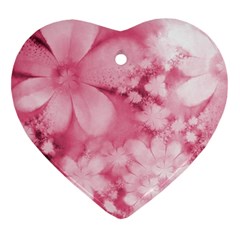 Blush Pink Watercolor Flowers Ornament (heart) by SpinnyChairDesigns