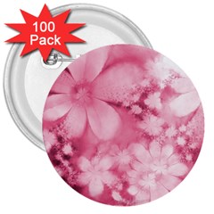 Blush Pink Watercolor Flowers 3  Buttons (100 Pack)  by SpinnyChairDesigns