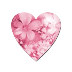 Blush Pink Watercolor Flowers Heart Magnet by SpinnyChairDesigns