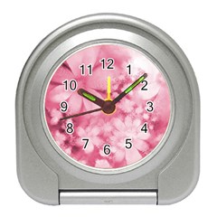 Blush Pink Watercolor Flowers Travel Alarm Clock by SpinnyChairDesigns