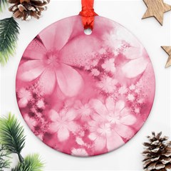 Blush Pink Watercolor Flowers Round Ornament (two Sides) by SpinnyChairDesigns