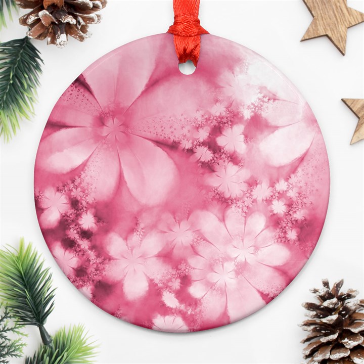 Blush Pink Watercolor Flowers Round Ornament (Two Sides)