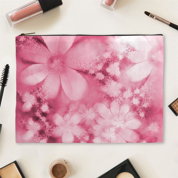 Blush Pink Watercolor Flowers Cosmetic Bag (XL)