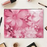 Blush Pink Watercolor Flowers Cosmetic Bag (XL) Back