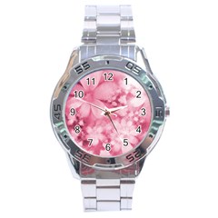 Blush Pink Watercolor Flowers Stainless Steel Analogue Watch by SpinnyChairDesigns