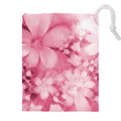 Blush Pink Watercolor Flowers Drawstring Pouch (4xl) by SpinnyChairDesigns