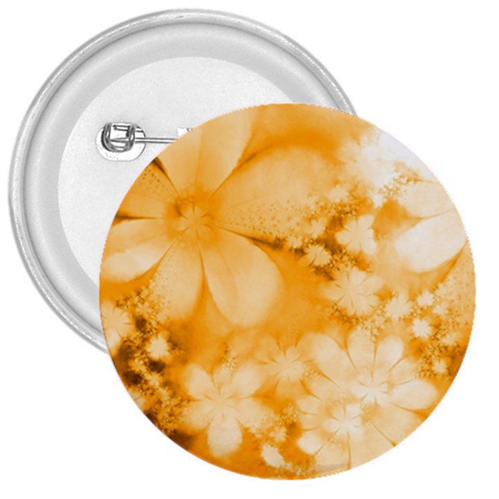 Saffron Yellow Watercolor Floral Print 3  Buttons