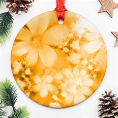 Saffron Yellow Watercolor Floral Print Round Ornament (two Sides) by SpinnyChairDesigns