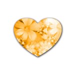 Saffron Yellow Watercolor Floral Print Heart Coaster (4 pack)  Front