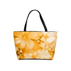 Saffron Yellow Watercolor Floral Print Classic Shoulder Handbag by SpinnyChairDesigns