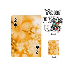 Saffron Yellow Watercolor Floral Print Playing Cards 54 Designs (mini) by SpinnyChairDesigns