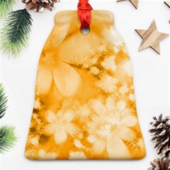 Saffron Yellow Watercolor Floral Print Ornament (bell) by SpinnyChairDesigns