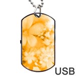 Saffron Yellow Watercolor Floral Print Dog Tag USB Flash (Two Sides) Front