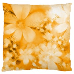 Saffron Yellow Watercolor Floral Print Large Cushion Case (two Sides) by SpinnyChairDesigns