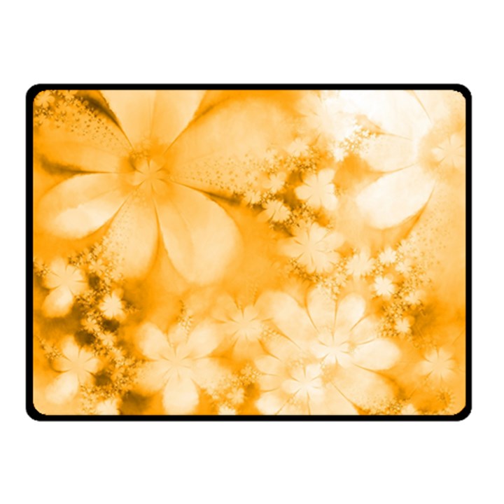 Saffron Yellow Watercolor Floral Print Double Sided Fleece Blanket (Small) 