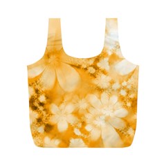 Saffron Yellow Watercolor Floral Print Full Print Recycle Bag (m) by SpinnyChairDesigns