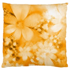 Saffron Yellow Watercolor Floral Print Large Flano Cushion Case (one Side) by SpinnyChairDesigns