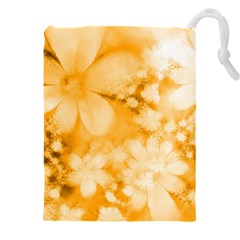 Saffron Yellow Watercolor Floral Print Drawstring Pouch (5xl) by SpinnyChairDesigns