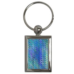 Boho Blue Wildflower Print Key Chain (rectangle) by SpinnyChairDesigns