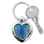 Boho Blue Wildflower Print Key Chain (Heart) Front