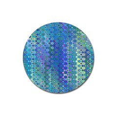 Boho Blue Wildflower Print Magnet 3  (round) by SpinnyChairDesigns