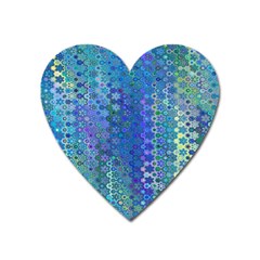 Boho Blue Wildflower Print Heart Magnet by SpinnyChairDesigns